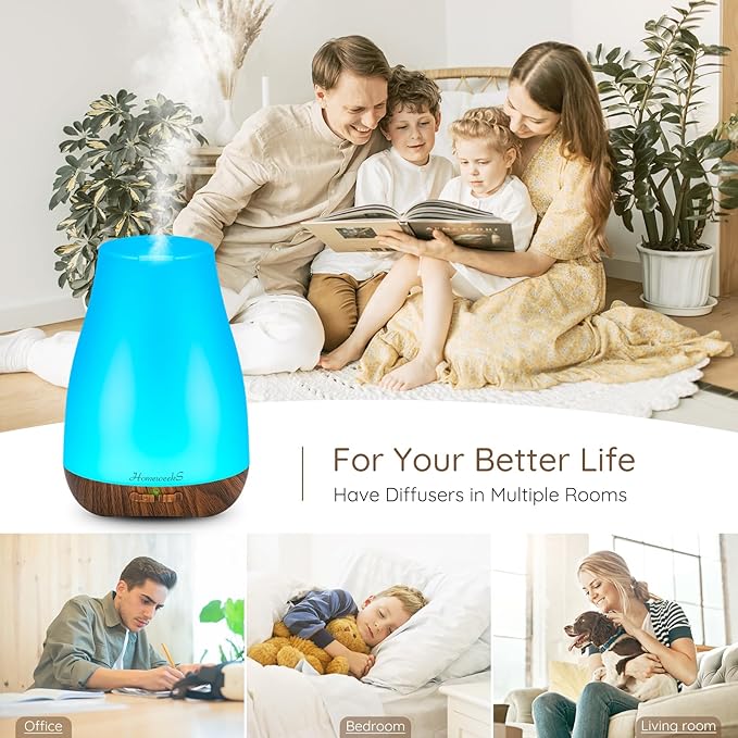 Aromatherapy Essential Oil Diffuser for Room: Air Humidifier Aroma Scent Cool Mist Diffusers Colorful Light Cute Mini Small Waterless Auto Off Ultrasonic for Home Bedroom - Bloomnest