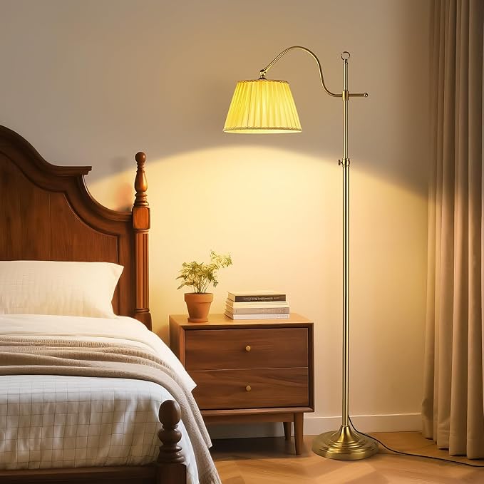 Bright 12W LED Floor Lamps with Smart Remote and Bluetooth,Adjustable Brightness and Color, Gold Brass Boho Mid Century Home Decor,Living Room Sofa Corner Bedroom Bedside Reading Standing Tall Lights