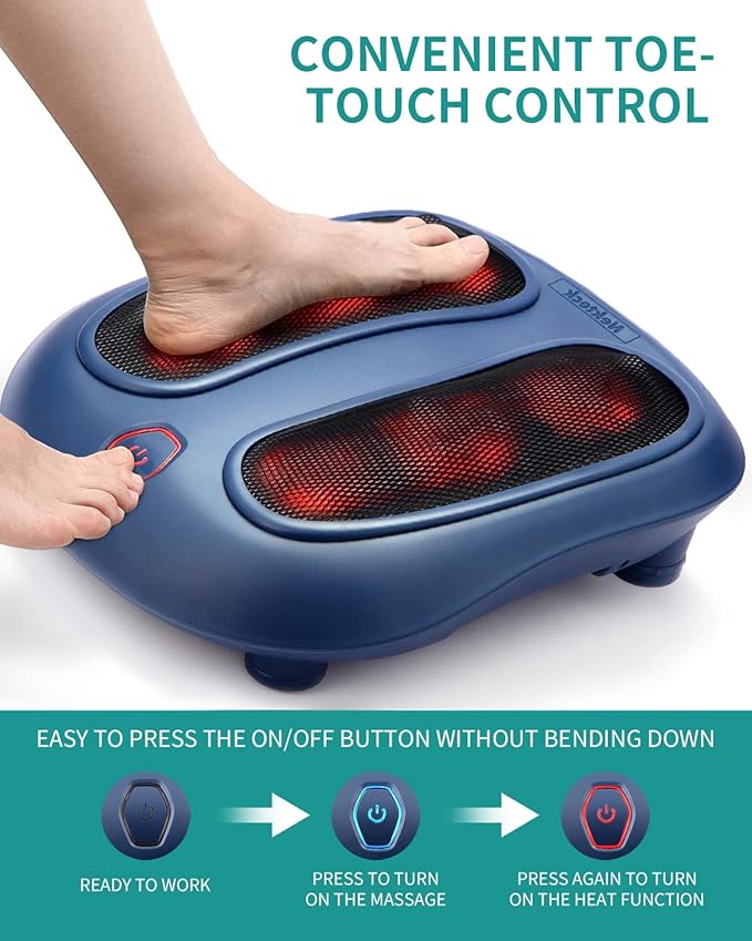 Nekteck Foot Massager with Heat, Shiatsu Foot Massager for Neuropathy, Plantar Fasciitis, Electric Heated Foot Massage Machine for Pain Relief and Circulation, Gifts for Man Woman Her Him Birthday - Bloomnest
