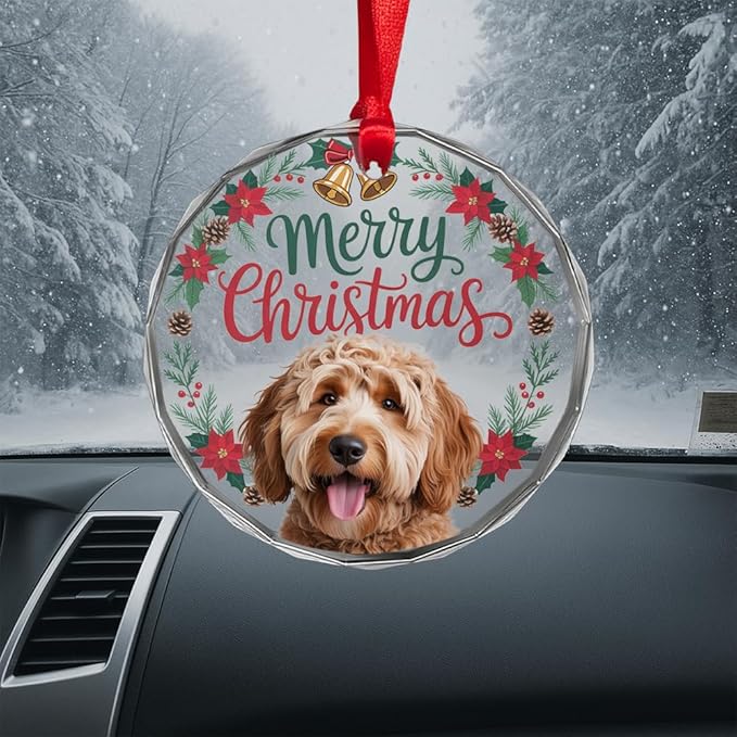 Golden Doodle Glass Ornament – Handcrafted Hanging Decoration, Elegant Keepsake with Unique Golden Doodle Design, for Home, Holiday Tree, or Special Occasion - Bloomnest