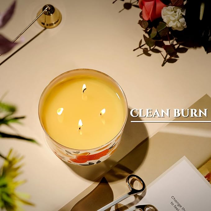 HomeLights Citrus Wood Sage Scented Candles | 18oz Soy Candles Eclectic Mixed Styles 4-Wick Large Candle Jars | Ideal Candle Gifts for Events, Home Decor Stress, Relief & Relaxation - Bloomnest