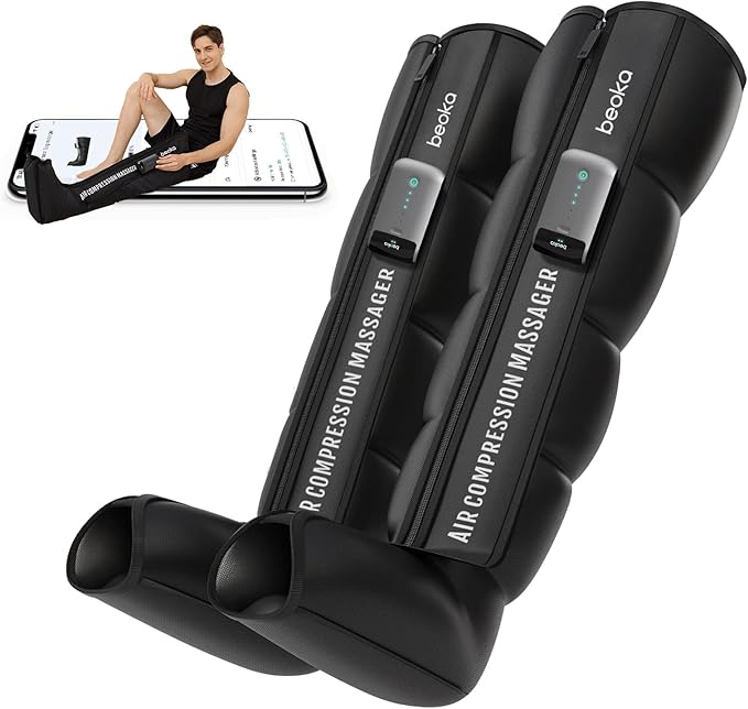 beoka Leg Massager for Circulation and Pain Relief, Leg Recovery System for Fast Recovery, Cordless Air Compression Boots with 3 Modes 5 Intensities for Athletes Runners and Travelers-M