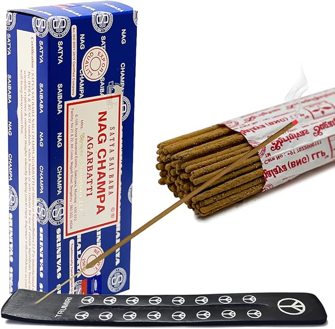 TRUMIRI Incense Stick Holder Bundle with Satya Sai Baba Nagchampa 250g Bulk Incense Sticks Nag Champa Agarbatti - Pack of 1 (Approx 250 Insence-Sticks) - Bloomnest