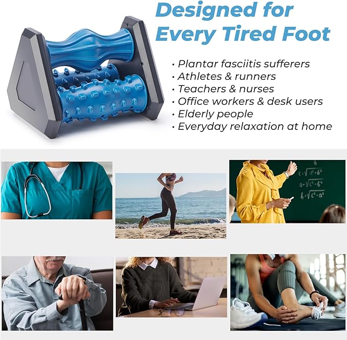 Foot Roller Massager for Plantar Fasciitis Relief – 3-in-1 Foot & Calf Reflexology Massager for Neuropathy, Circulation, Heel, Arch & Sole Pain Relief - Bloomnest