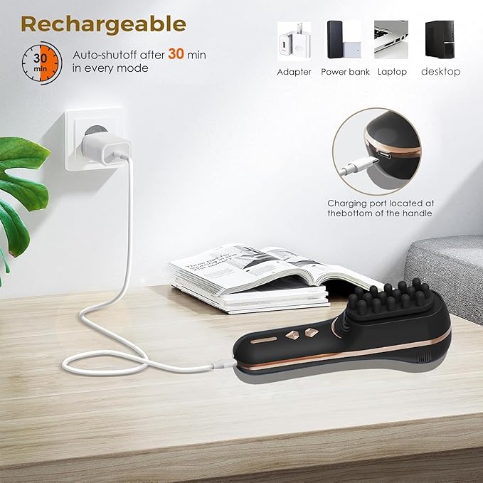 Electric Scalp Massager for Full-Body Relaxation - Cordless Handheld Head Massager with 5-Speed Deep Tissue Therapy & Fatigue Relief for Face, Arm, Shoulder & Body,Ideal for Home/Office Use YIXIUTEN
