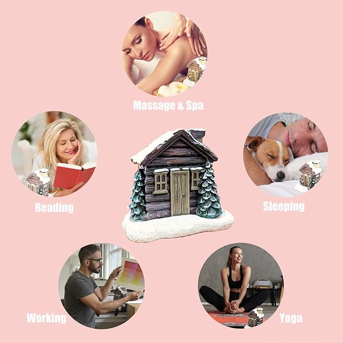 Lovely Log Cabin Incense Burner, Mini Snowy Winter Chimney Cottage Ash Catcher, Yoga Accessories Meditation Accessories, Home Chimney Decorations - Bloomnest