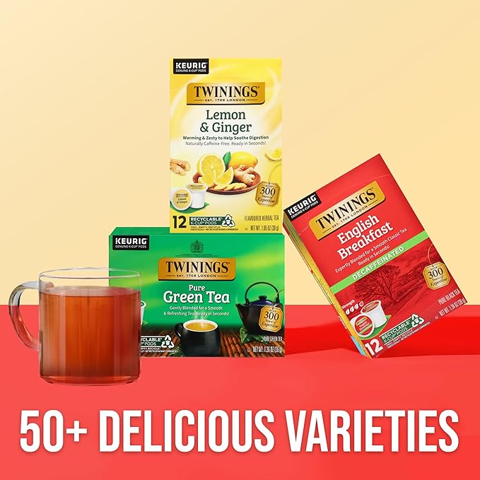 Twinings Decaffeinated English Breakfast Black Tea 72 K-Cup Pods for Keurig, 12 Count (Pack of 6), Smooth, Flavourful, Robust, Enjoy Hot or Iced - Bloomnest