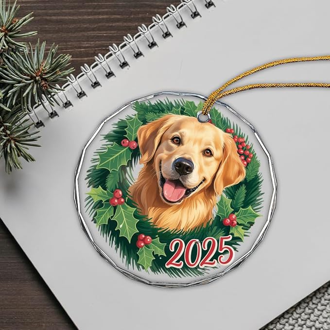Golden Retriever Glass Ornament – Handcrafted Hanging Decoration, Elegant Keepsake with Unique Golden Retriever Design, for Home, Holiday Tree, or Special Occasion - Bloomnest