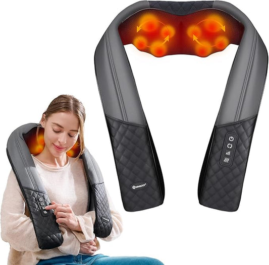 KINGJOY Neck and Shoulder Massager with Heat, 2025 Upgarded 4D Shiatsu Neck and Back Massager with 16 Massage Nodes for Back, Shoulder, Legs, Pain Relief & Tension Relief, Gifts for Women/Men/Mom/Dad