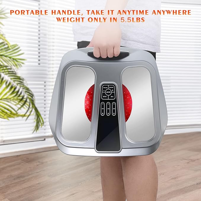 OSITO Foot Circulation Stimulator with Heat, FSA or HSA Eligible, EMS Foot Massager for Neuropathy Pain Relief Feet Massager with 8 TENS Unit Pads, Silver - Bloomnest