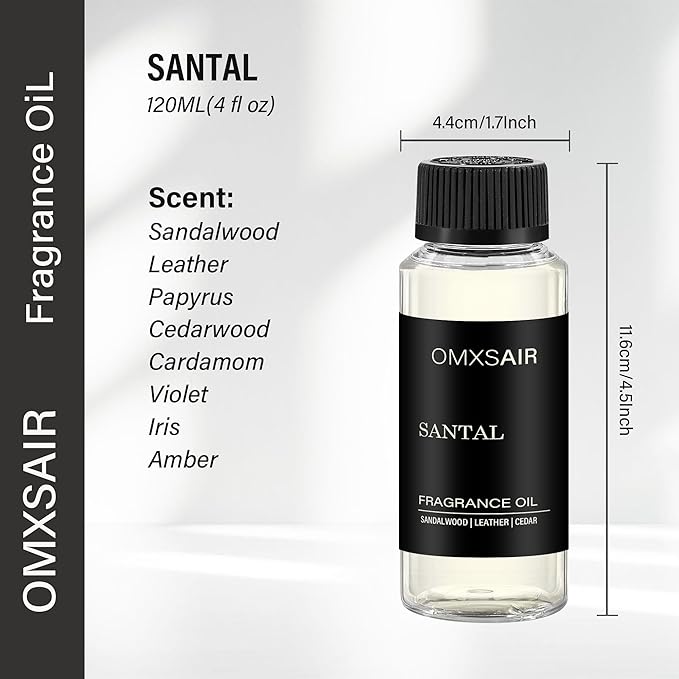 Hotel Scnet Diffuser Oil Santal 4.1 Fl (120ml) - Air Freshener Hotel&Car,Home- Luxury Essential Oils for Diffuser Refill - Longer Lasting, Stronger Scent-Suitable for waterless diffusers - Bloomnest