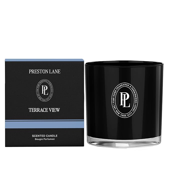 Preston Lane Luxury 2-Wick Scented Candle, Terrace View, 7.5 oz Hand-Poured in USA | Long Burn Time (20–30 Hrs), Vegan Soy Wax Blend, Decorative Glass Vessel, Fine Italian Fragrance - Bloomnest