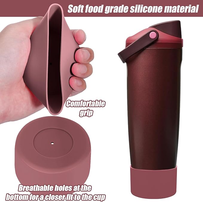 Mity rain 2PCS Protective Silicone Boots for Owala 30oz & 40oz FreeSip Sway Bottles & Tumblers - Accessories for owala, Enhances Stability & Prevents Scratches(Black Cherry) Mityrain
