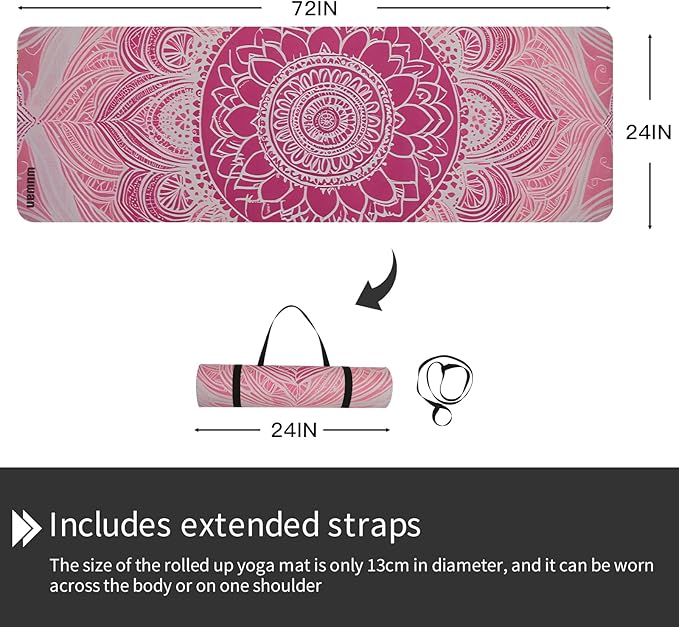 Yoga Mat Non-Slip Extra Thick 72"x32/24" Extra Wide Fitness Exercise Mat TPE Material High Elastic Hot Yoga Mat for Women Yoga Pilates Home Floor Workout (Cow Coffee)