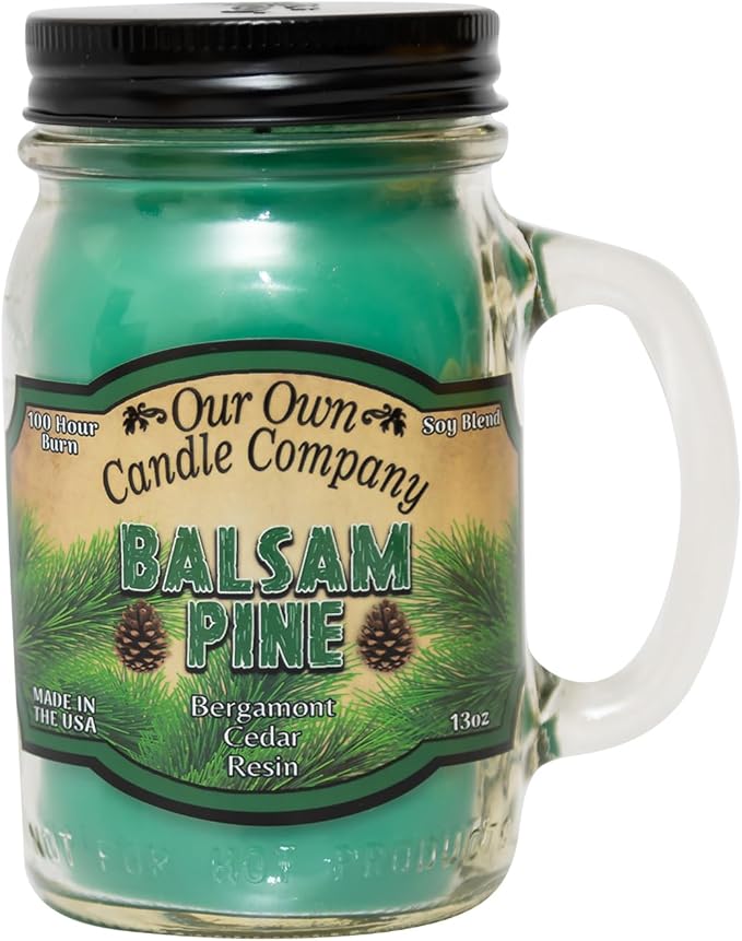 Our Own Candle Company, Balsam Pine Scented Mason Jar Candle, 100 Hour Burn Time, Made in The USA - 13 Ounces - Bloomnest