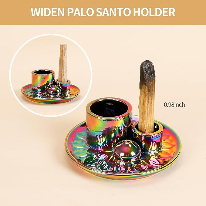 Palo Santo Sticks Holder, Multi-Purpose Handmade Ceramic Incense Burner for Palo Santo Incense Sticks, Sage Holder for Burning, Ash Catcher Tray for Meditation Yoga Room-Colorful ToolSentryX