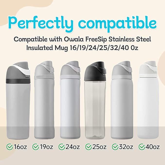 4pcs Replacement Stopper Seal Compatible with Owala FreeSip 24oz 32oz,Water Bottle Lid Insert Cap Silicone Seal Parts for Owala 16/19/24/32/40oz Spout Gasket Mouth piece Accessories F6 Frokolla