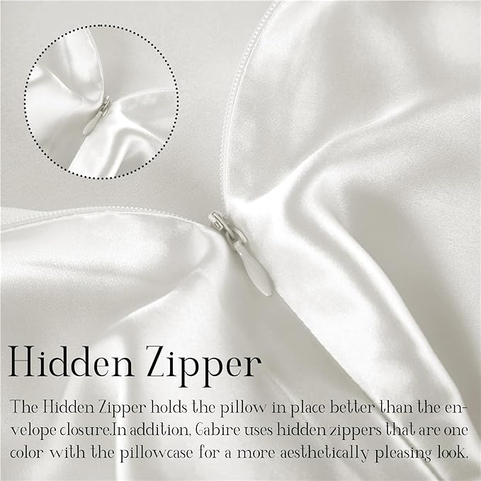 Mulberry Silk Pillowcase for Hair and Skin Prevent Acne Pillowcase Both Sides Real Silk Pillowcases Organic Silk Pillow case with Hidden Zipper, Ivory, Standard (20"×26") - Bloomnest
