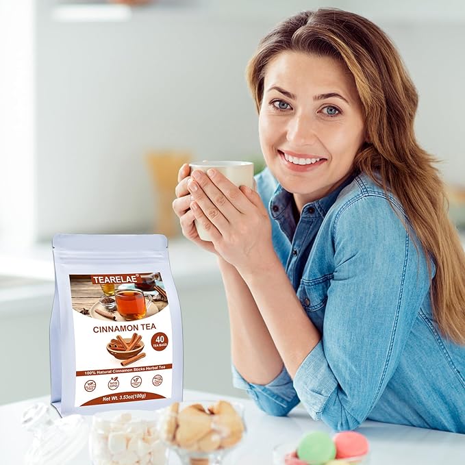 TEARELAE - Cinnamon Tea, 40 Count - Pure Cinnamon Sticks Tea Bags - Hot Cinnamon Spice Tea - Rich in Antioxidants - Non-GMO - Caffeine-Free - Bloomnest