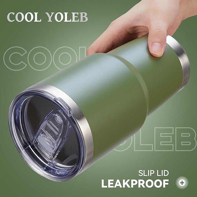 30 oz Tumbler with Lid Stainless Steel Tumblers Vacuum Insulated Cup Reusable Powder Coated Travel Mug Double Wall Leak Proof Portable Cups Keep Cold Drinks for 12 Hours, Army Green, 1 Pack - Bloomnest