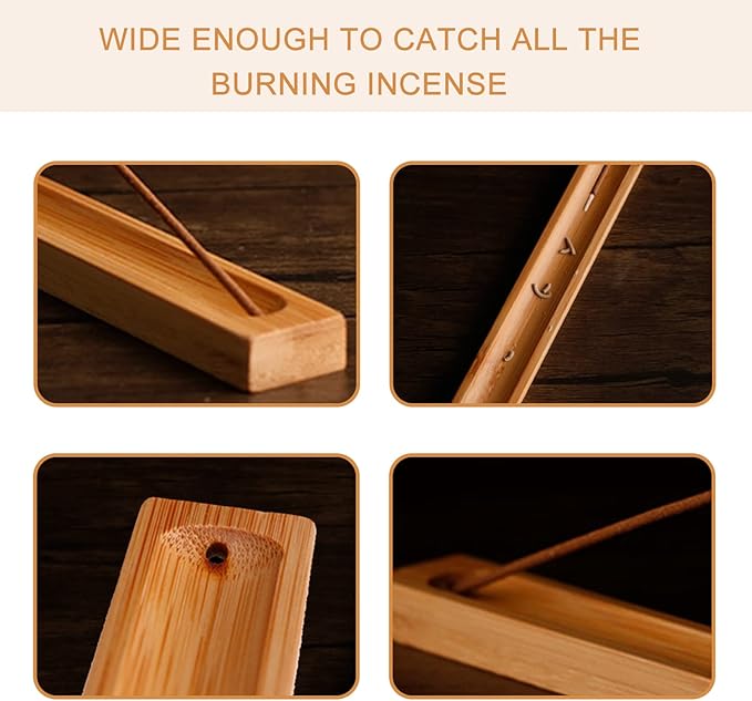 HOSSIAN Incense Holders-Bamboo Incense Holder for Sticks-Ash Catcher Wooden Handmade Gift 11 inches - Bloomnest