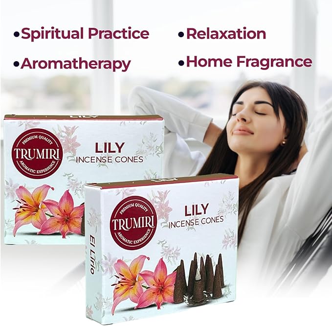 Lily Incense Cones - Dual Pack of 10 - Scented Cone Incense TRUMIRI