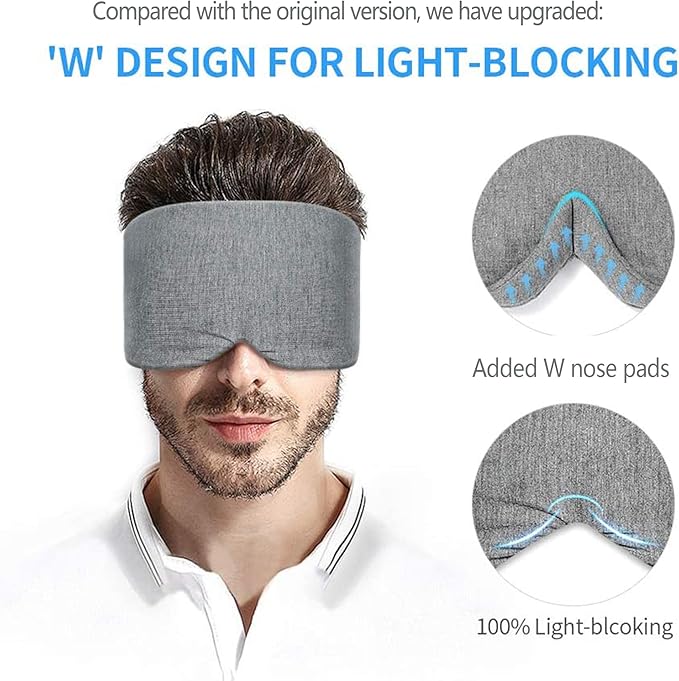 FRESHME Deluxe Cotton Sleep Mask Gift Set - 100% Blackout Large Comfortable Blindfold Adjustable Eye Mask Pillow in Gift Box for Men Women Side Sleeper Travel Meditation Airplane - Bloomnest