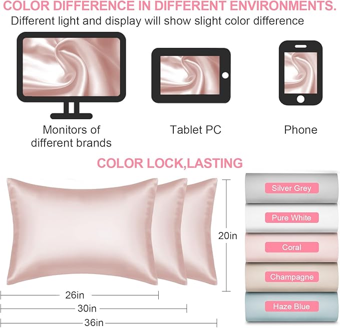 Silk Body Pillow Cover with Zipper, Mulberry Silk Pillow Cases Body Size Ultra Smooth and Soft Breathable Cooling Silk Satin Body Pillowcase for Hair and Skin (20x54 Inches, 1 Pack) - Bloomnest