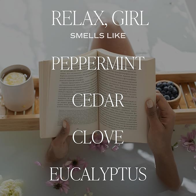 Sweet Water Decor Relax Girl, Peppermint, Cedar, Clove, and Eucalyptus Scented Soy Wax Candle for Home | 9oz Clear Jar, 40 Hour Burn Time, Non Toxic, Made in The USA - Bloomnest
