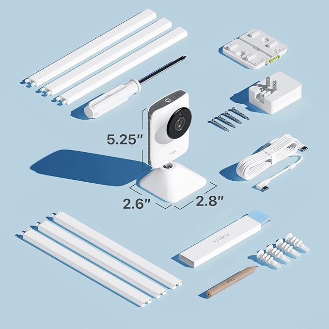 Miku Pro Smart Baby Monitor with Camera, Track Live Breathing with No Wearable, Real-Time Alerts, Sleep Analytics, 1080p Wi-Fi Video, Night Vision, and 2-Way Audio, Wall Mount Included - Bloomnest