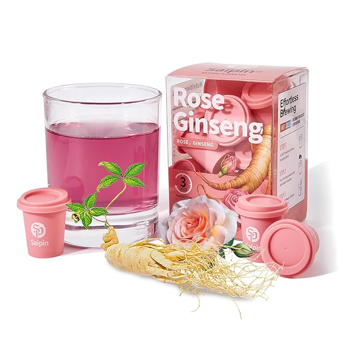 SAIPIN Ginseng Rose Tea – Instant Herbal Kidney Tea for Energy & Beauty | 10 Pack Organic Adaptogen Rose Ginseng for Women & Men | Caffeine-Free, Sugar-Free | Detox. - Bloomnest