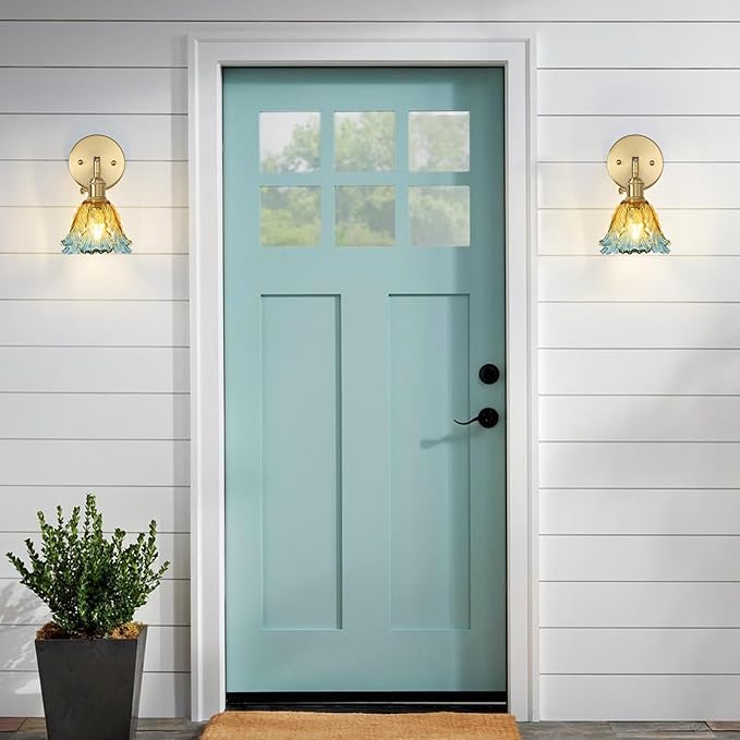 Vintage Wall Sconces, Cabbage Yellow Lampshade & 180 Degree Adjustable, Brass Wall Lights, for Bedroom Living Room Hallway Aisle, Bulbs Not Included, ETL Listed - Bloomnest