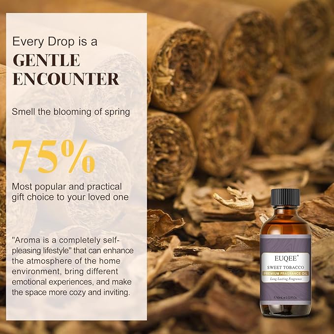 EUQEE Sweet Tobacco Fragrance Oil 2.02 Fl oz Fragrance Essential Oil with Glass Dropper for Diffuser, Aromatherapy, Soap Making (60ml) - Bloomnest