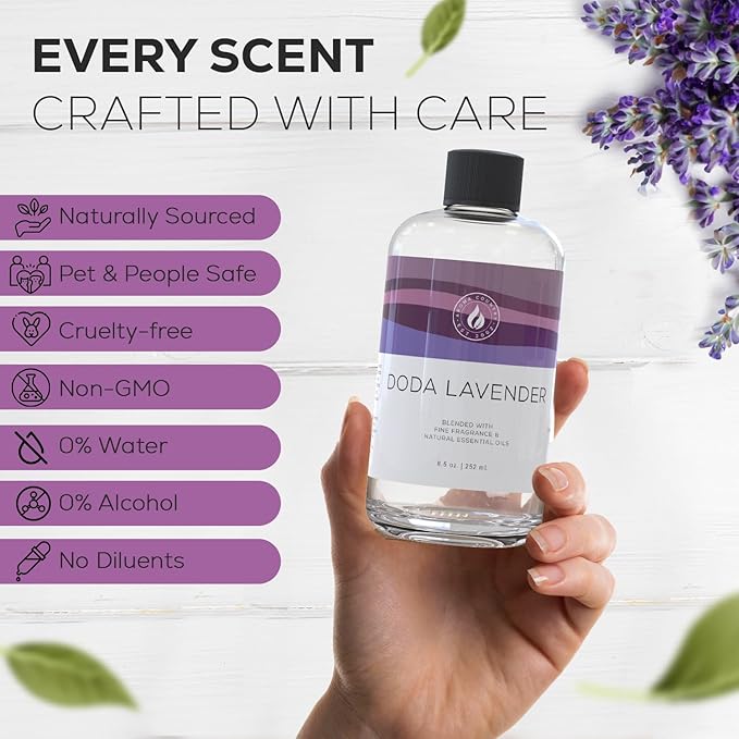 Aroma Country Doda Lavender Diffuser Oil - Luxury Essential Oils for Diffuser Refill & Air Freshener Room Spray - Long-Lasting & Natural Home Fragrance, Lavender Scented Oil for Diffusers (8.5 Fl. oz) AromaCountry
