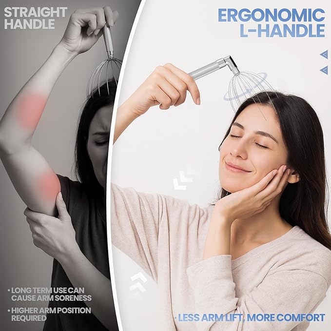 Head Massager Scalp, Vibrating Electric Scalp Massagers, Battery Powered Head Scratchers Massager Whisk Hair Massage Relax Tool with 20 Metal Fingers for Stress Relief, ldeal Gift for Women & Men Winyoung