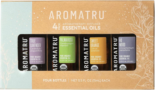 Comfort Essential Oil Kit – True Lavender, Palmarosa, Sweet Orange, and Ho Wood – Organic & Wildcrafted – ISO Certified – No Synthetic Fillers – Ethically Sourced