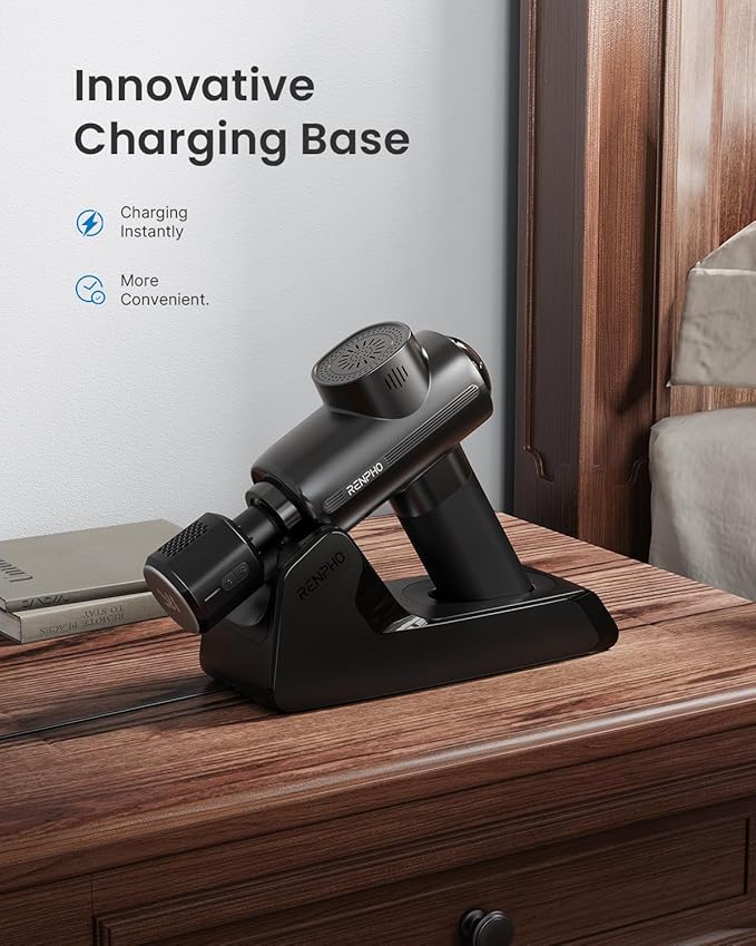 RENPHO Massage Gun Deep Tissue with Charging Stand, Heat and Cold Head, Percussion Body Muscle Masajeador for Athletes Pain Relief, Active Thermacool Deluxe - Bloomnest