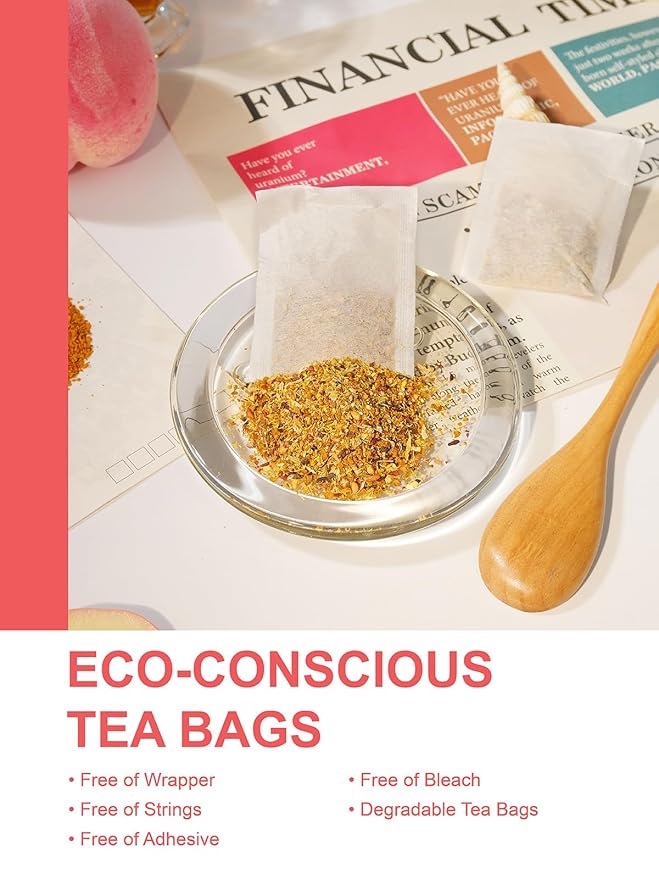 TeeLux Ginger Peach Turmeric Tea Bags, Warm Ginger with Tart Hibiscus & Soothing Chamomile, Tart & Sweet Flavor, Caffeine Free, 100 Count - Bloomnest