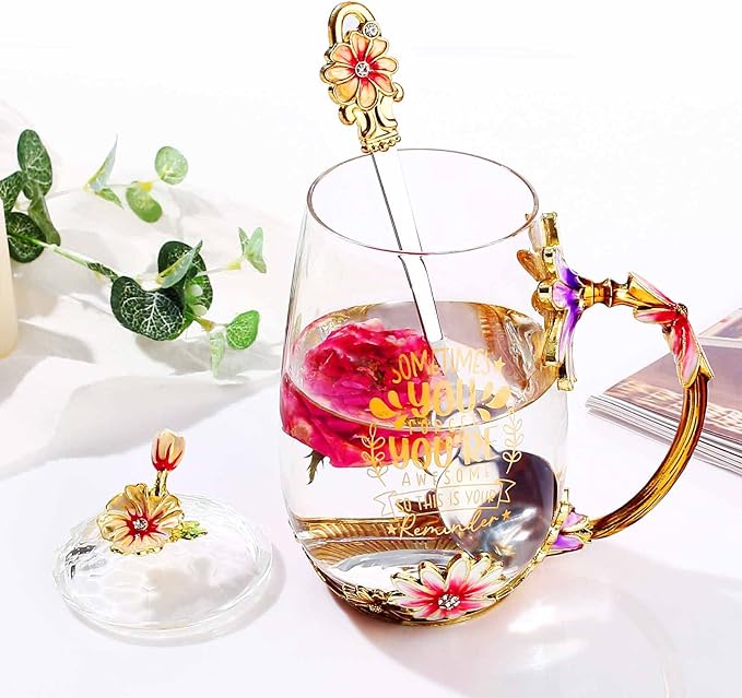 Luka Tech Friendship Gifts For Women,Friend Gifts For Women, Lovely Flower Tea Cup Coffee Mug Birthday Gifts For BFF, Female, Corworker, Bestie - Bloomnest