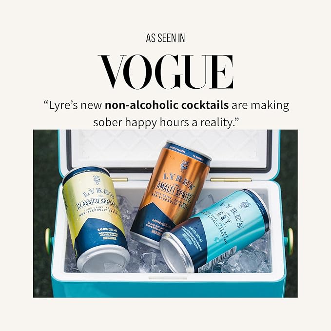 Lyre’s Classico 24-Pack, Non Alcoholic Sparkling Wine, Zero Alcohol Prosecco Alternative, Ready to Drink Canned Mocktails, Low Calorie, Gluten Free, Alcohol Free Drinks (8.45 Fl Oz x 24) LyresSpiritCo