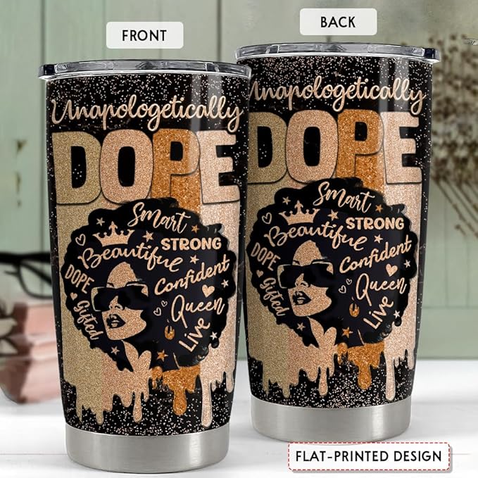 SANDJEST Inspirational Gifts for Women Black Woman Inspiration Tumbler 20oz Stainless Steel Insulated Coffee Travel Mug Cup Motivational Gift for Women Birthday Christmas - Bloomnest
