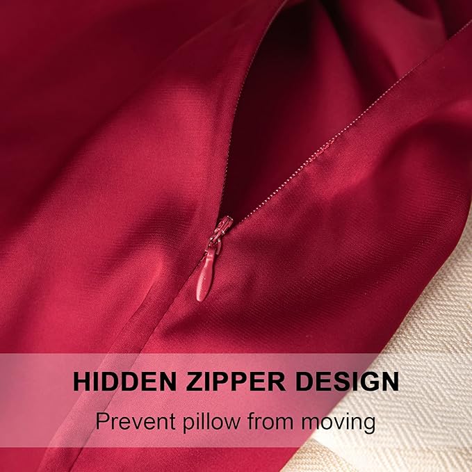 Mulberry Silk Pillowcase for Hair and Skin,King Size Cooling Silk Pillow Case with Hidden Zipper,Allergen Proof Dual Sides Soft Breathable Smooth Silk Pillow Cover for Women(King,Dark Red) - Bloomnest