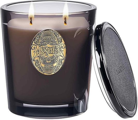 M&SENSE Large Two-Wick Soy Candle | Crisp Chill & Black | 19.8 oz, 120H Burn Time | Luxury Scented Candle for Him,for Relaxation, Gifting, Home Décor | Ideal for Bedroom, Office, Party Ambiance - Bloomnest