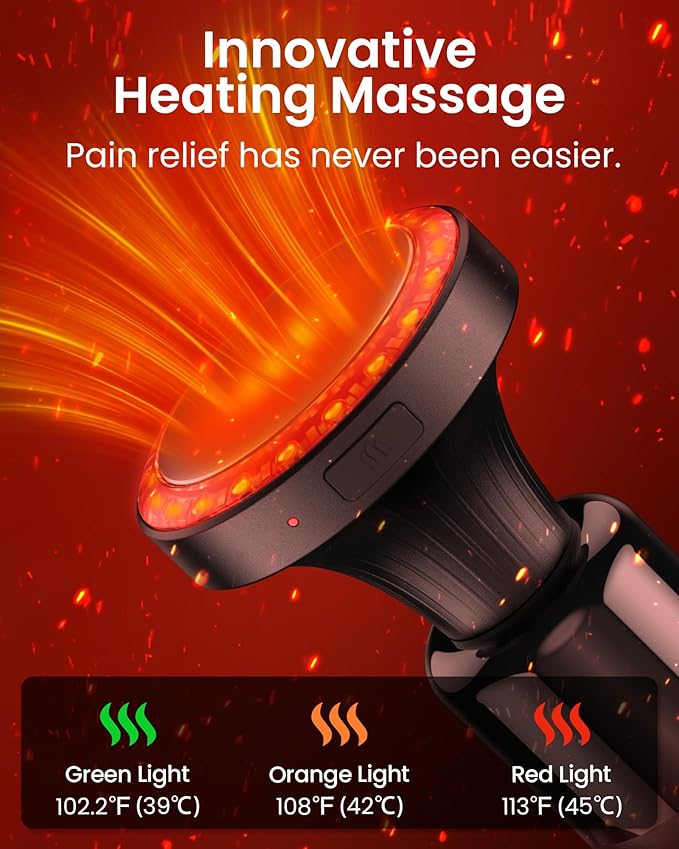 NAPRE Massage Gun with Heat,Deep Tissue Handheld Percussion Back Massager for Muscle/Neck/Body Pain Relief with Long Extension Retractable Handle,32-Speeds,Foldable,5 Adjustable Angles,with Carry Case - Bloomnest
