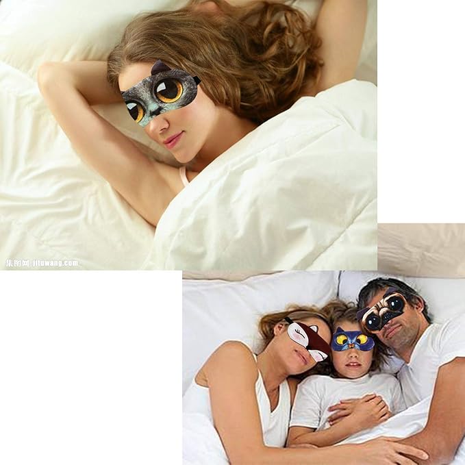EBaokuup 12 Pack Animal Sleep Eye Mask - Soft Funny Blindfolds Sleeping Mask, Cute Cat Dog Eye Cover Eye Shade for Kids Girls Men Women Plane Travel Nap Night Sleeping - Bloomnest