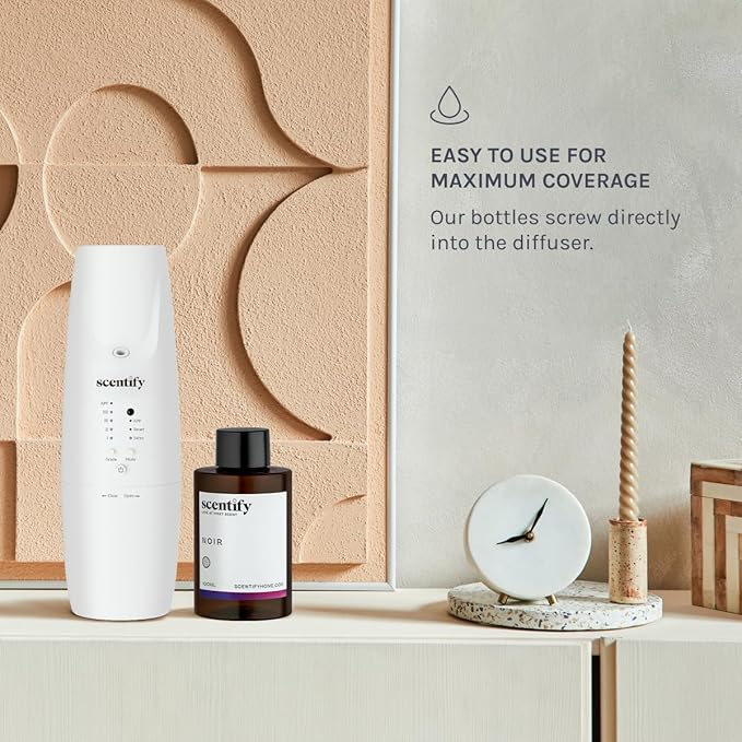 Scentify Noir Aroma Oil Refill Scent for Oil Diffusers - Bergamot, Bay Leaf, Vetiver, Cedar, Musk Scents - Luxurious Relaxing Aromatherapy Diffuser Fragrance 100ml, 3.38 oz Scentify