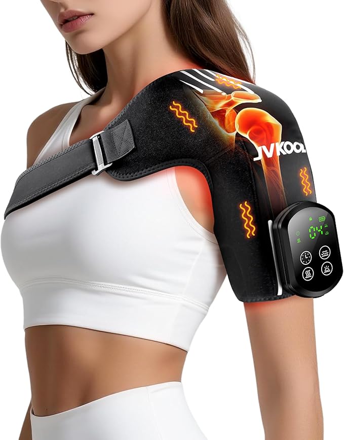 Red Light Therapy for Shoulder Pain Relife, Cordless Portable Shoulder Massager Heating Pad, Infrared Light Therapy for Arthritis,Improve Joint Muscle，660nm&850nm Red Light Heated Wrap - Bloomnest