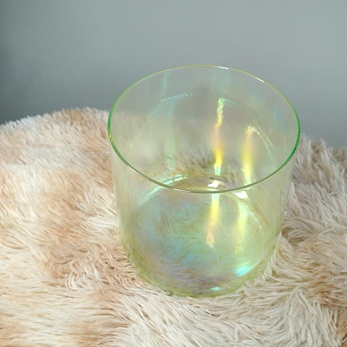 Hye-eun Clear Crystal Singing Bowl,6-Inch F Note Heart Chakra Green Gradient Cosmic Light Transparent Sound Bowl with Mallet & O-ring,for Yoga Meditation Healing, & Energy Balancing - Bloomnest