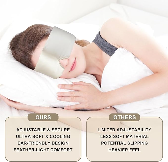 Silk Sleep Mask Champagne – 100% Mulberry Silk Luxury Eye Mask, Total Light Blocking, Breathable & Comfortable for Restful Sleep, Elegant Design – Ideal Gift for Sleep Lovers & Travelers