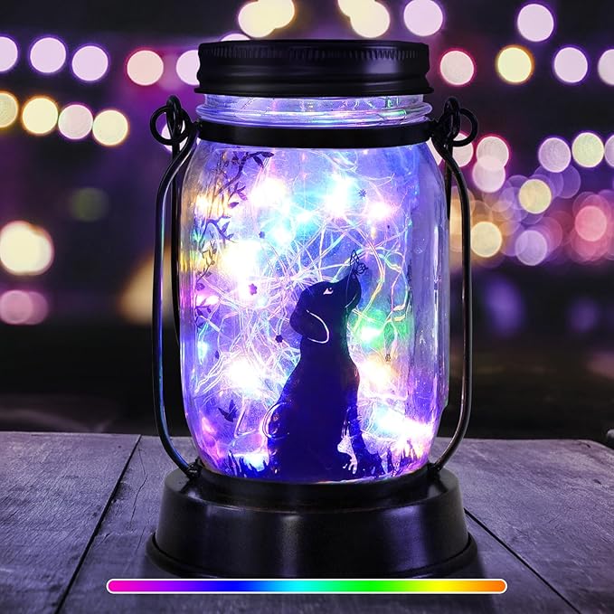 kyoryuger Dog Solar Colorful Lanterns Dog Lover Gifts for Women Men Dog Lovers Gifts Hanging Dog Lanterns with Stake for Yard Lawn Garden Decor Waterproof Dog Lights Torches - Bloomnest